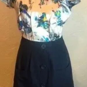 Anthropology, “Tabitha” bird dress, 100 silk dress top, Size 6